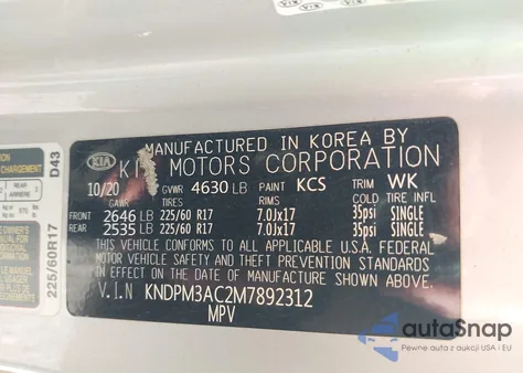 2021 Kia Sportage Lx z USA, uszkodzony, nr VIN KNDPM3AC2M7892312